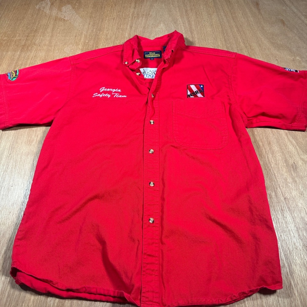 Blue Generation Button Down Men M Red NSRA Georgia Safety Team Embroidered Shirt